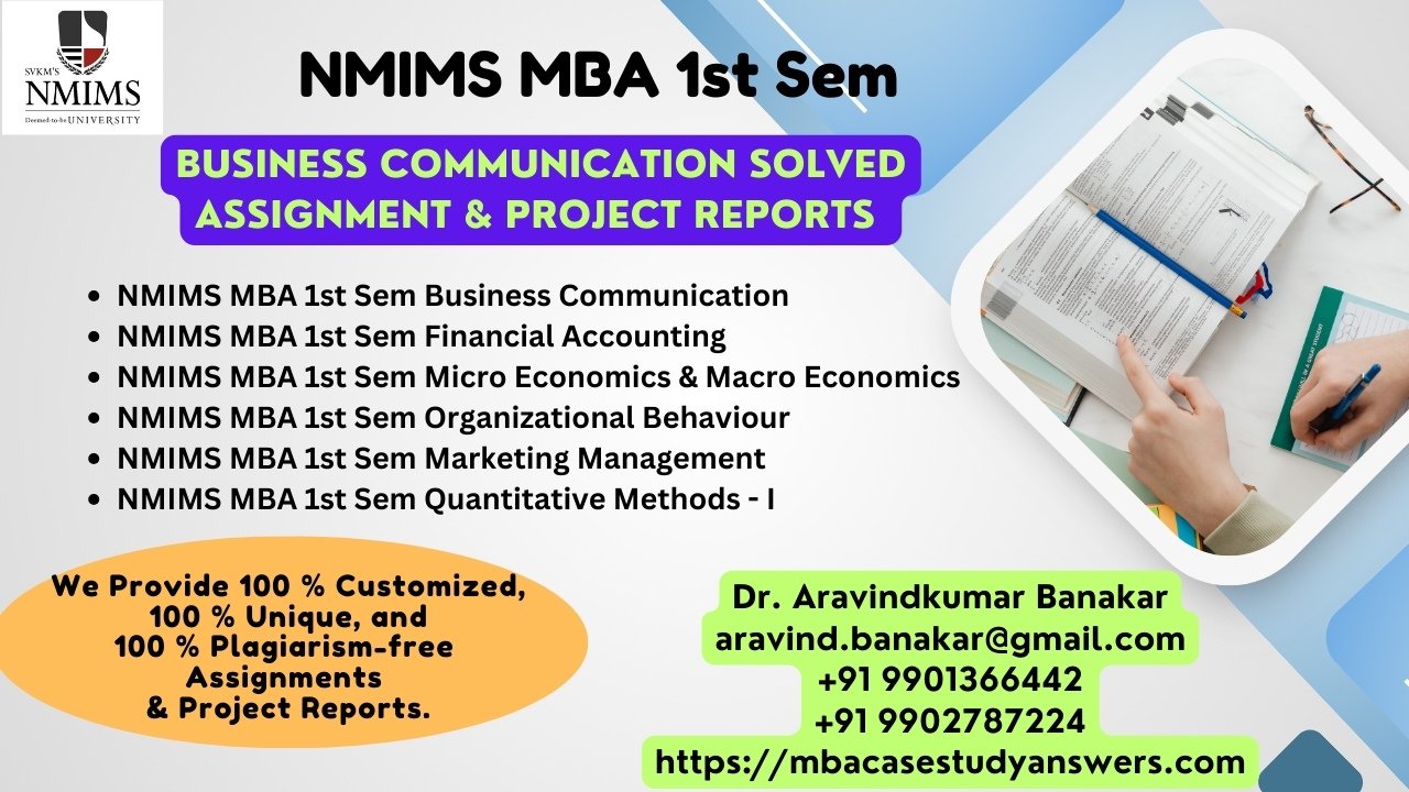 Solved NMIMS BBA Financial Accounting Assignment